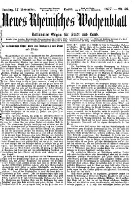 Neues rheinisches Wochenblatt Samstag 17. November 1877