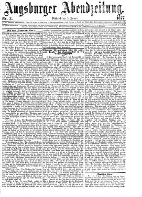 Augsburger Abendzeitung Mittwoch 3. Januar 1877