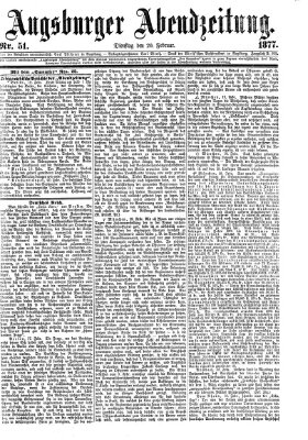 Augsburger Abendzeitung Dienstag 20. Februar 1877