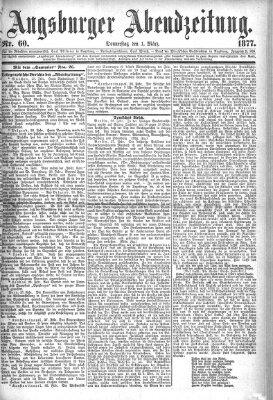 Augsburger Abendzeitung Donnerstag 1. März 1877