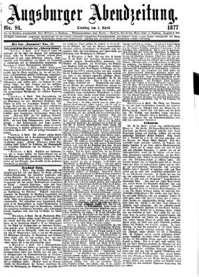 Augsburger Abendzeitung Dienstag 3. April 1877