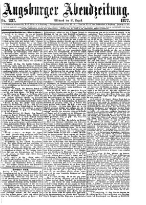 Augsburger Abendzeitung Mittwoch 29. August 1877