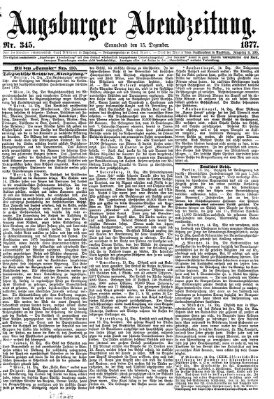 Augsburger Abendzeitung Samstag 15. Dezember 1877