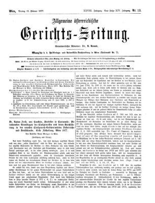 Allgemeine österreichische Gerichts-Zeitung Dienstag 13. Februar 1877