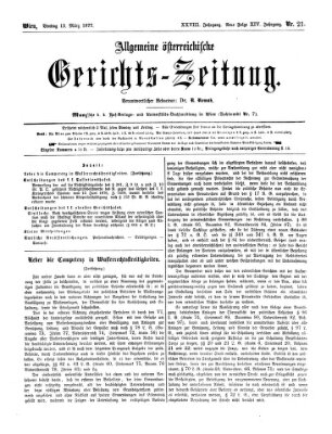 Allgemeine österreichische Gerichts-Zeitung Dienstag 13. März 1877