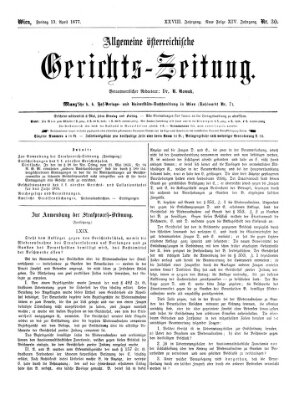 Allgemeine österreichische Gerichts-Zeitung Freitag 13. April 1877