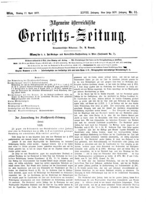 Allgemeine österreichische Gerichts-Zeitung Dienstag 17. April 1877