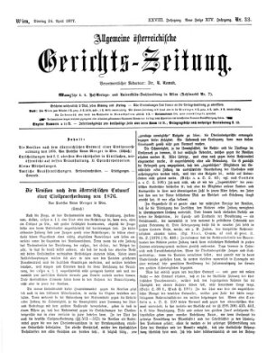 Allgemeine österreichische Gerichts-Zeitung Dienstag 24. April 1877