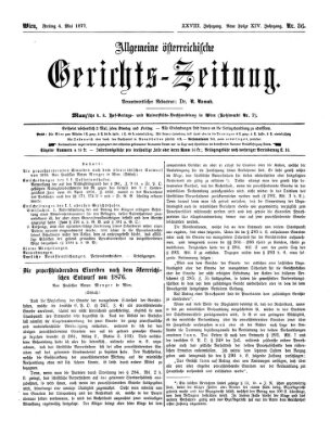 Allgemeine österreichische Gerichts-Zeitung Freitag 4. Mai 1877