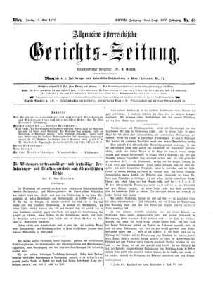 Allgemeine österreichische Gerichts-Zeitung Freitag 18. Mai 1877