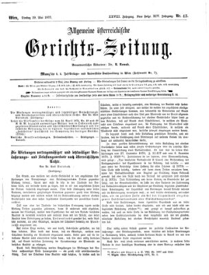 Allgemeine österreichische Gerichts-Zeitung Dienstag 29. Mai 1877