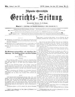 Allgemeine österreichische Gerichts-Zeitung Dienstag 5. Juni 1877