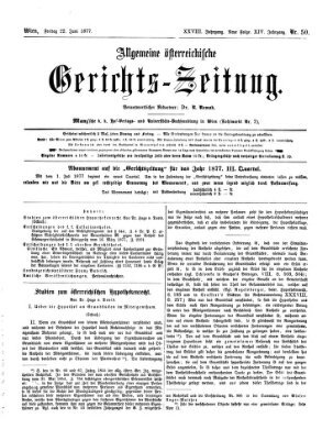 Allgemeine österreichische Gerichts-Zeitung Freitag 22. Juni 1877