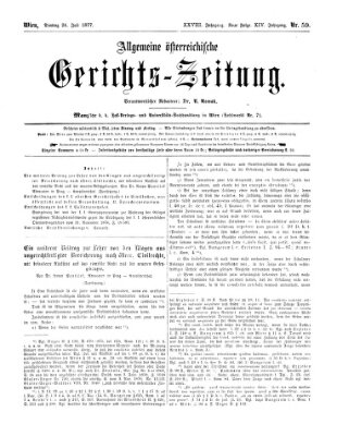 Allgemeine österreichische Gerichts-Zeitung Dienstag 24. Juli 1877