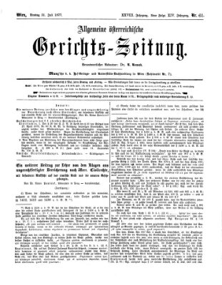 Allgemeine österreichische Gerichts-Zeitung Dienstag 31. Juli 1877