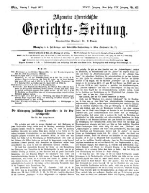 Allgemeine österreichische Gerichts-Zeitung Dienstag 7. August 1877