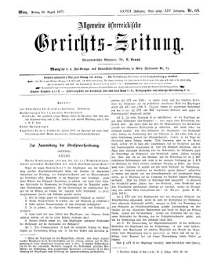 Allgemeine österreichische Gerichts-Zeitung Freitag 24. August 1877