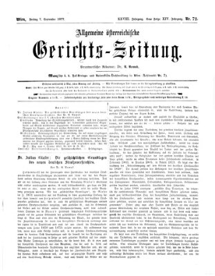 Allgemeine österreichische Gerichts-Zeitung Freitag 7. September 1877