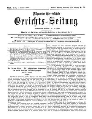 Allgemeine österreichische Gerichts-Zeitung Dienstag 11. September 1877