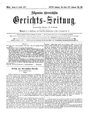 Allgemeine österreichische Gerichts-Zeitung Freitag 19. Oktober 1877