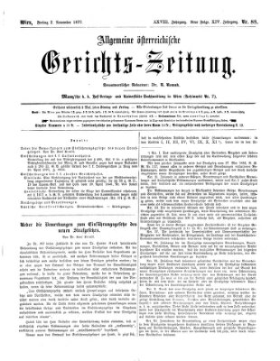 Allgemeine österreichische Gerichts-Zeitung Freitag 2. November 1877