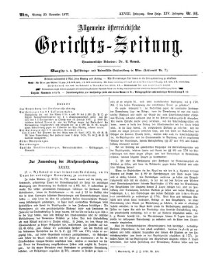 Allgemeine österreichische Gerichts-Zeitung Dienstag 20. November 1877