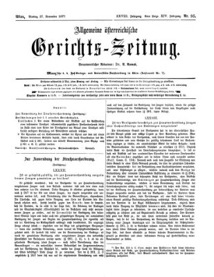 Allgemeine österreichische Gerichts-Zeitung Dienstag 27. November 1877