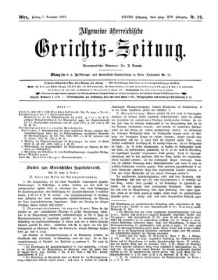 Allgemeine österreichische Gerichts-Zeitung Freitag 7. Dezember 1877