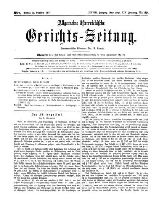 Allgemeine österreichische Gerichts-Zeitung Dienstag 11. Dezember 1877