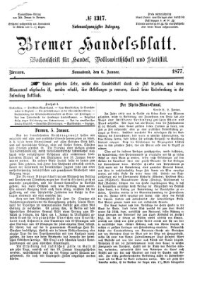 Bremer Handelsblatt Samstag 6. Januar 1877