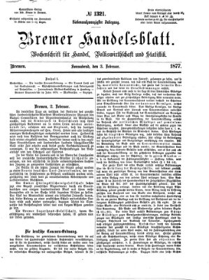 Bremer Handelsblatt Samstag 3. Februar 1877