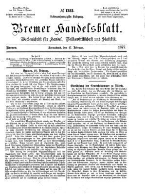 Bremer Handelsblatt Samstag 17. Februar 1877