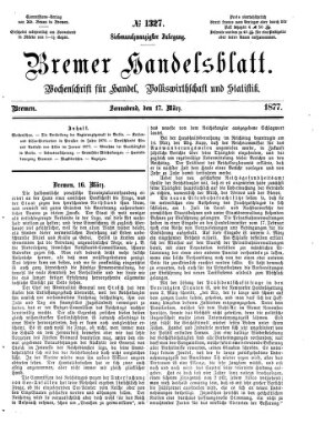 Bremer Handelsblatt Samstag 17. März 1877