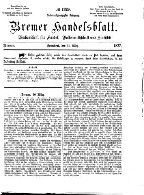 Bremer Handelsblatt Samstag 31. März 1877