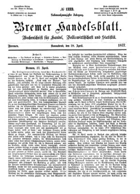 Bremer Handelsblatt Samstag 28. April 1877