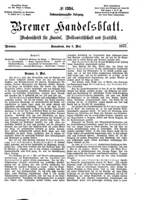 Bremer Handelsblatt Samstag 5. Mai 1877