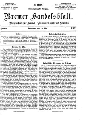 Bremer Handelsblatt Samstag 26. Mai 1877