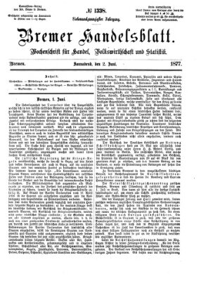 Bremer Handelsblatt Samstag 2. Juni 1877