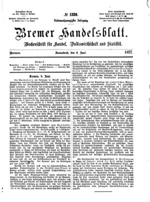 Bremer Handelsblatt Samstag 9. Juni 1877