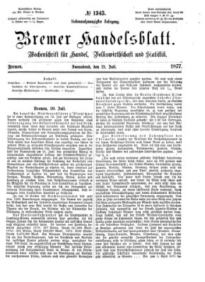 Bremer Handelsblatt Samstag 21. Juli 1877