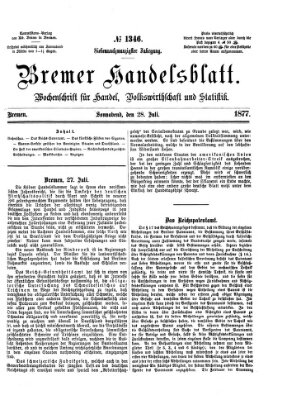 Bremer Handelsblatt Samstag 28. Juli 1877