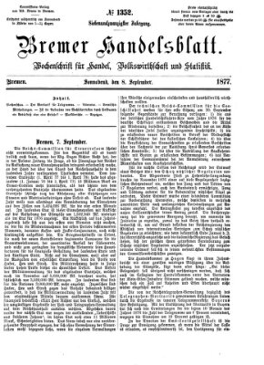 Bremer Handelsblatt Samstag 8. September 1877