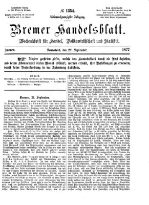 Bremer Handelsblatt Samstag 22. September 1877