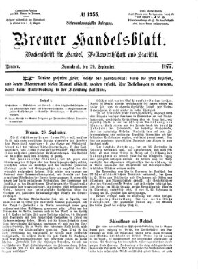 Bremer Handelsblatt Samstag 29. September 1877