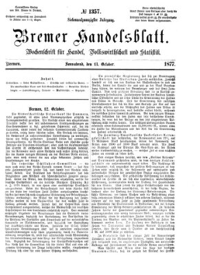 Bremer Handelsblatt Samstag 13. Oktober 1877