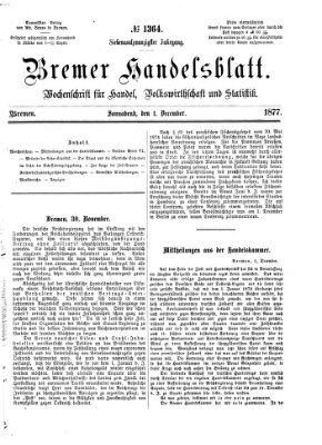 Bremer Handelsblatt Samstag 1. Dezember 1877