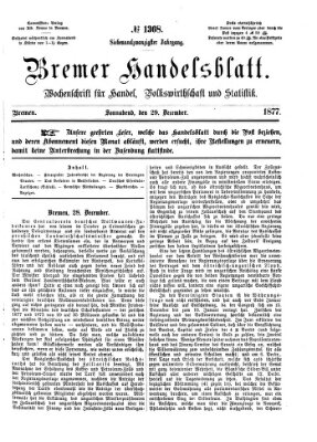 Bremer Handelsblatt Samstag 29. Dezember 1877