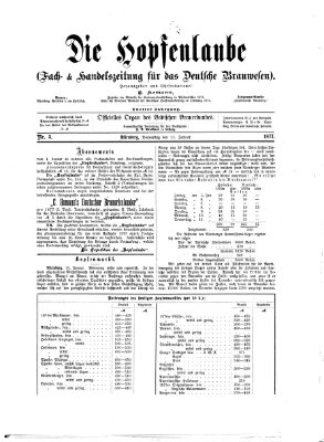 Die Hopfenlaube (Fach- und Handelszeitung für das deutsche Brauwesen) Donnerstag 11. Januar 1877