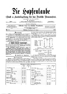 Die Hopfenlaube (Fach- und Handelszeitung für das deutsche Brauwesen) Donnerstag 25. Januar 1877