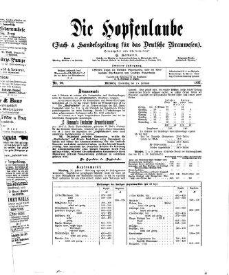 Die Hopfenlaube (Fach- und Handelszeitung für das deutsche Brauwesen) Donnerstag 15. Februar 1877